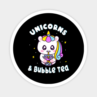 Unicorns And Bubble Tea Chibi Cute Unicorn Magnet